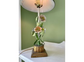 Vintage Tole Paint Decorated Lamp
