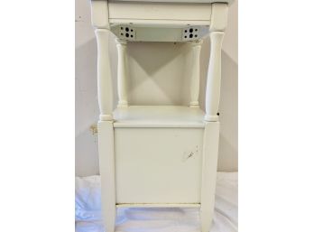 Cute White Side Table With Cubby And Door