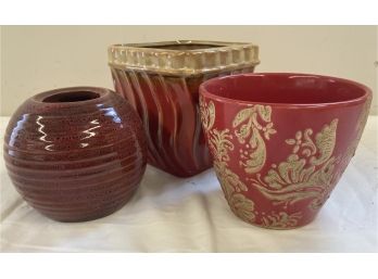 3 Very Nice Red Glazed Pots