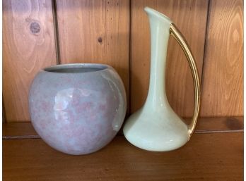 Round Ball Vase And A Taller Bud Vase.