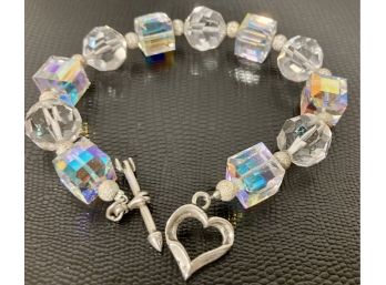 Beaded Bracelet  With Heart Fastener