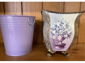 2 Metal Planter For Flowers Pretty In Purple