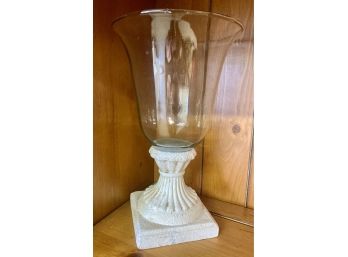 Glass With White Cement Like Base Vase