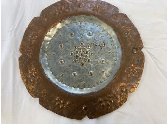 Vintage Copper And Silver Hand Made 9' Plate