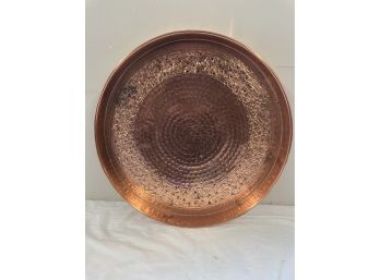 Very Large Copper Colored 19 ' Serving Tray With Pretty Design And Almost 3 Inches Deep