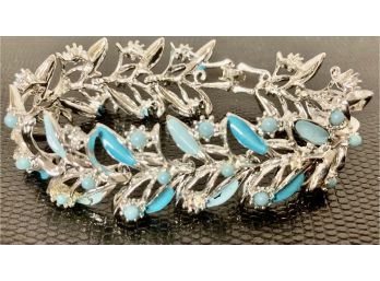 Pretty Blue Lucite And Silver Tone Bracelet