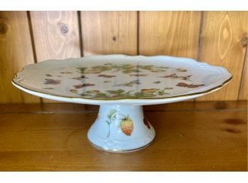 Very Pretty Cake Plate On A Stand With Flowers And Butterflies