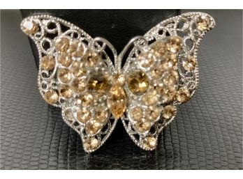 Pretty Butterfly With Light Amber Rhinestones Pendent(?)