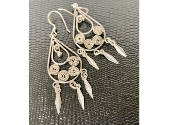 Pair Of Silver Dangle Earrings