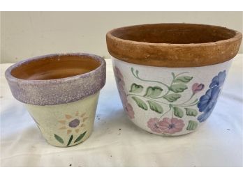 2 Pretty Painted Flower Pots