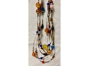 Multi Stone And Bead  Necklace