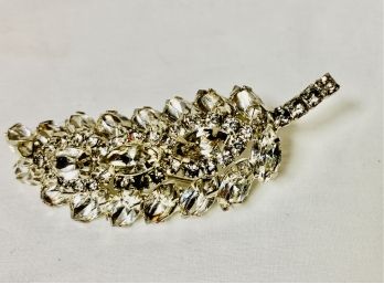 Flashy Rhinestone Leaf Brooch