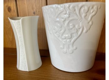 2 White Vases