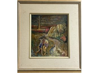 Marthinus Le Grange South African Signed Two Figures Oil On Board