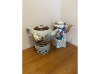 STANGL POTTERY And Sigma Teapots With Warming Stand