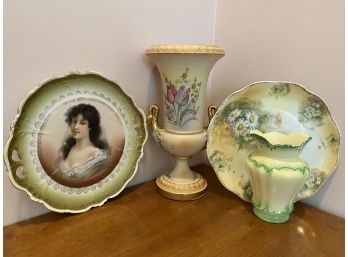 Lot Of Decorative Items - Lady Plate Elbogen Austria, Florwer Plate R.C. Crysantheme Bavaria And More