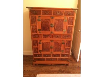 Vintage  Korean TANSU Chest/ Cabinet Burl Wood Accents  South Korea