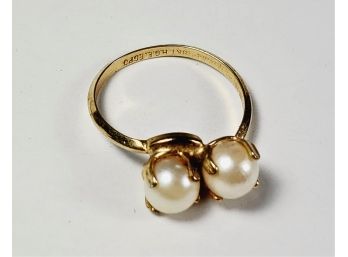 18k Gold Electroplate Pearl Ring