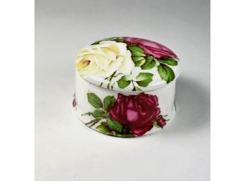 Small Flower Hand-decorated Ceramic Jewelry Box From England