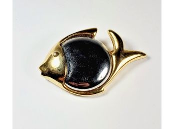 Modern  Fish Pin Gold Color Fish With Silver Middle Shinny