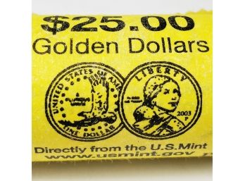 2003- P Sacagawea Golden Dollars $25 UNC Roll (mint Wraper)