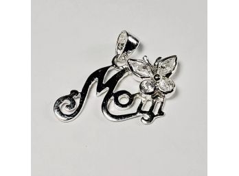 Sterling Silver Mom With Butter Fly Pendant