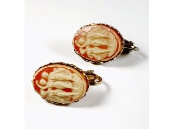 Vintage Cameo Clip Earrings