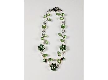 Green Stone Vines And Flower Bracelet