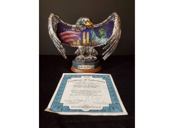 New Bradford Exchange We Will Never Forget 9 / 11 Commemorative Eagle With COA