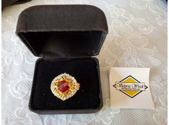 New HSN Victoria Wieck Beverly Hills Sterling Silver, CZ & Simulated Ruby Gold Plated Ladies - Size 7.