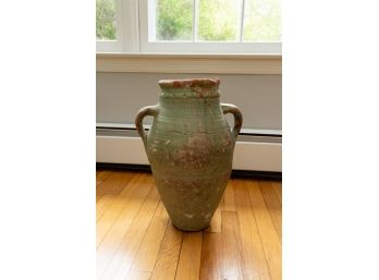 Matte Textured Green Terracotta Olive Jar From Turkey