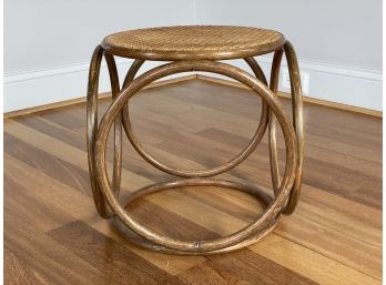 Vintage 1970s Bentwood Rattan & Round Cane Web Stool