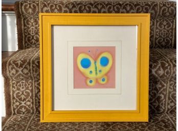 A Fun Butterfly Print In A Bright Yellow Frame