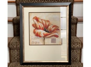 Floral Print With Musical Notes, Matted & Framed