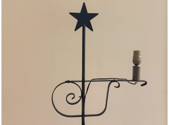 A Vintage Black Wrought Iron Colonial Floor Lamp