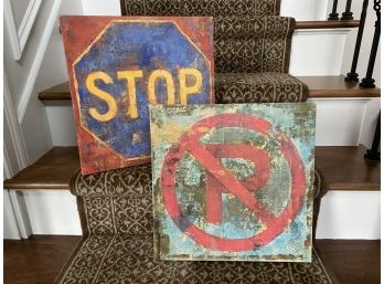 Stylized Traffic Signs, Print On Canvas