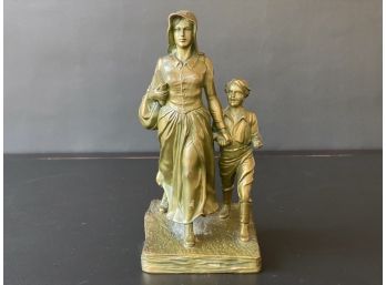 Vintage/Antique Jennings Bros. Pioneer Woman, Bronzed Bookend