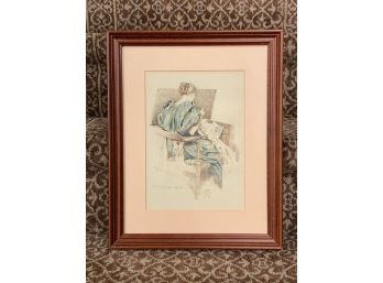 Joseph Walter West, The Patchwork Quilt, Vintage Framed Print