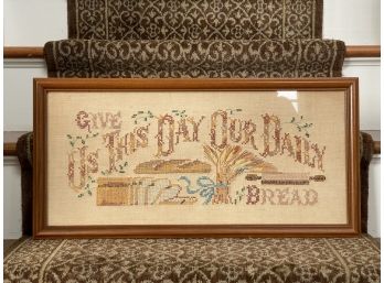 Vintage Cross Stitch Bible Verse, Matthew 4:4