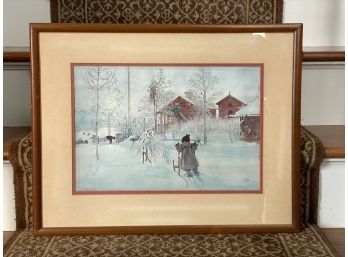 Carl Larsson, The Farmhouse And The Wash House 1896 Framed Print