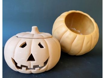 A Pair Of Ceramic Pumpkins