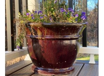 A Brown Glazed Ceramic Planter