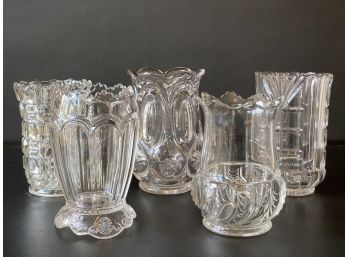 A Selection Of Vintage Pressed Glass Vases