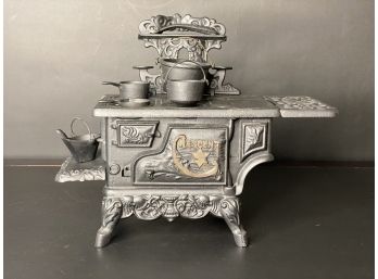 Vintage 1950s Reproduction Miniature Cast-Iron Crescent Stove