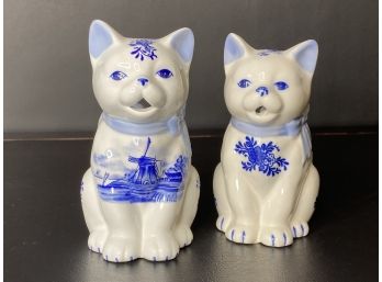 Two Adorable Vintage Kitten Pitchers, One Delft Holland