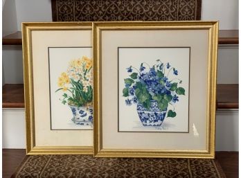 Barbara Mock, Floral Still Life Pair, Gilt Framed