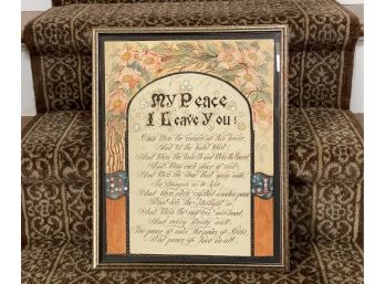 Vintage 'My Peace I Leave You' Blessing For House & Home, Inlaid Mother-of-Pearl