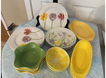 Mixed Assortment Of Colorful Serve Ware For Dining - Luncheon Plates