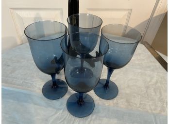 Four Wine Glasses In Blue