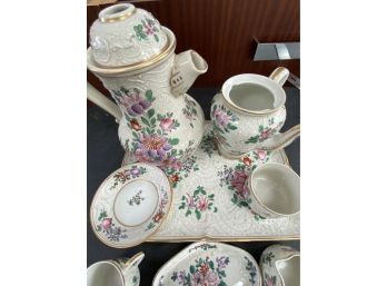 Small Tea Set With Tray - Dainty Mosaic Pattern